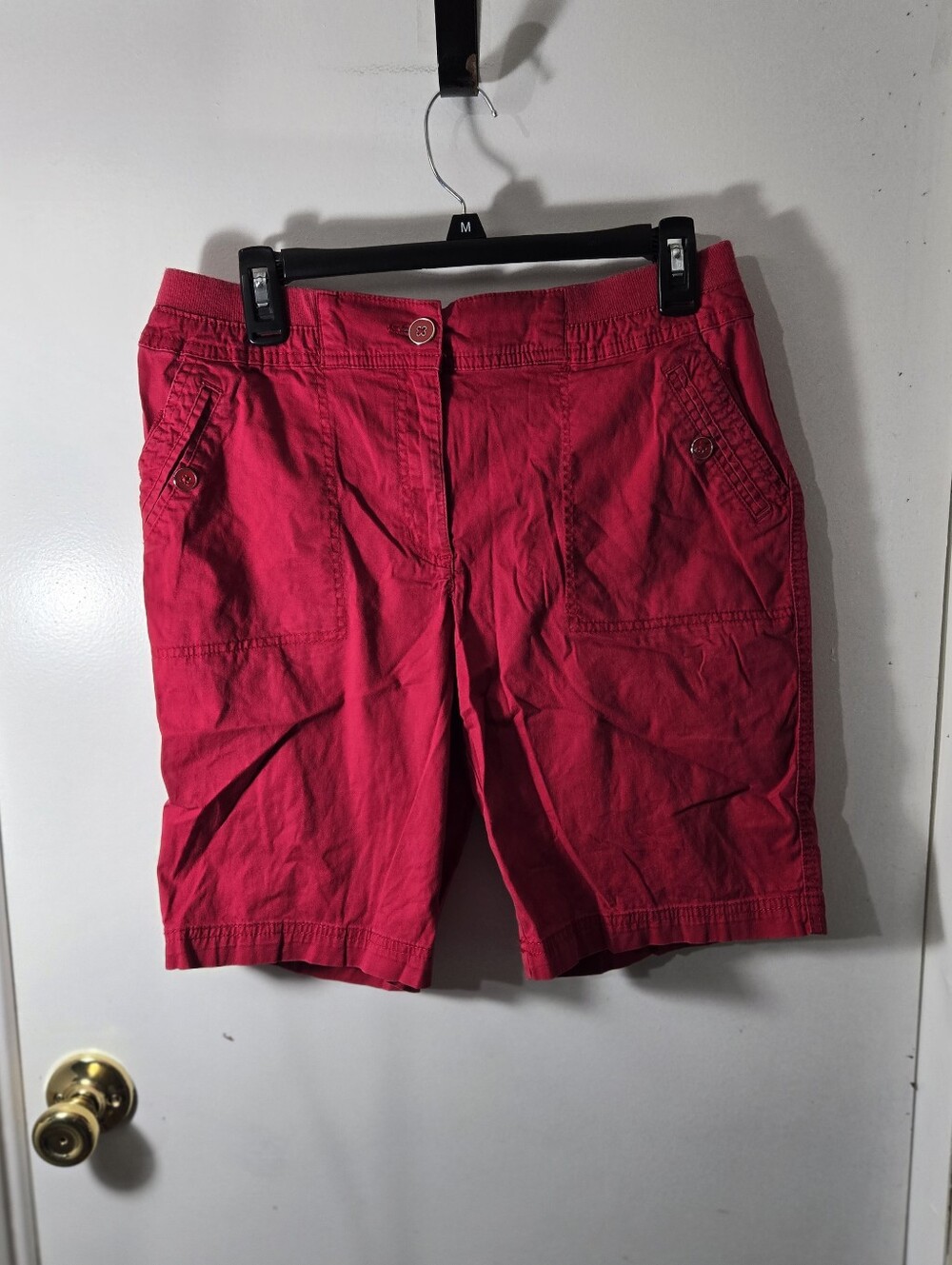 Karen Scott Women's Red Casual Chic Streetwear Cargo Shorts Size 8